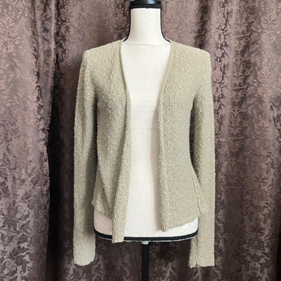 Eileen Fisher Cardigan  Boucle Textured Knit In Khaki/Taupe Tone   Size PS - Picture 1 of 9
